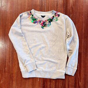 J. Crew Gray Sweatshirt with Colorful Embellishments
